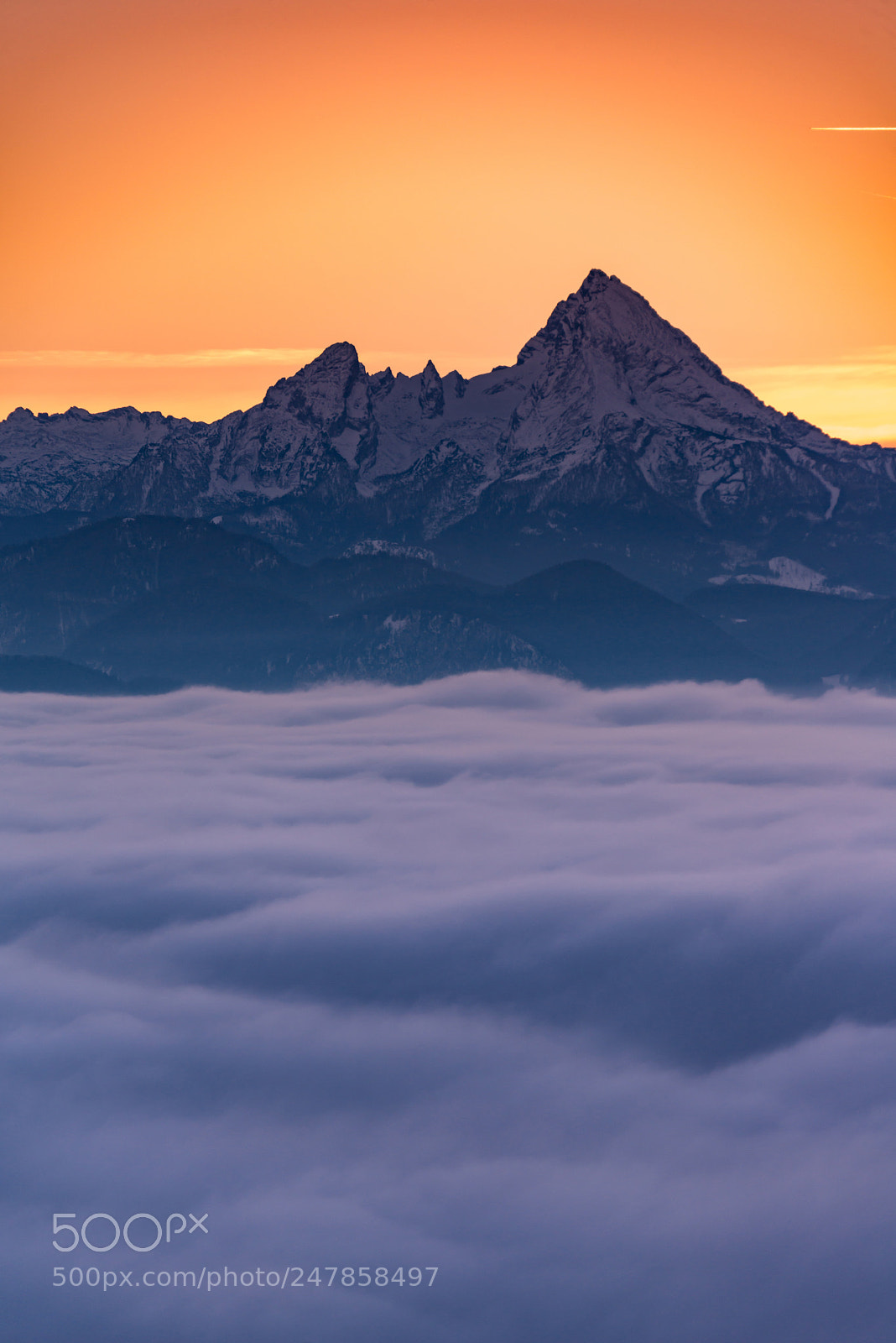 Nikon D800 sample photo. Watzmann winter sunset photography
