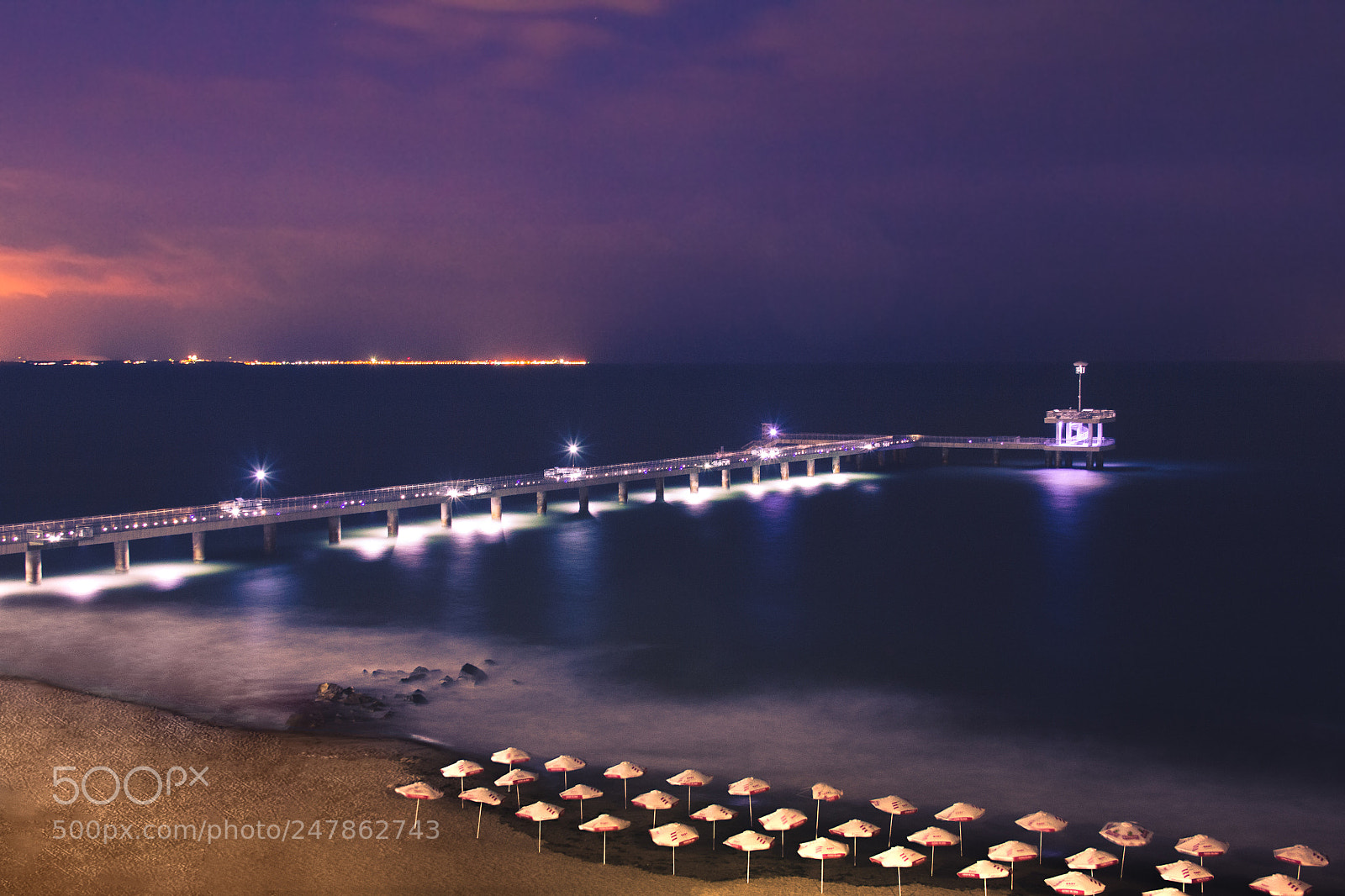 Canon EOS 60D sample photo. Burgas pier at night photography
