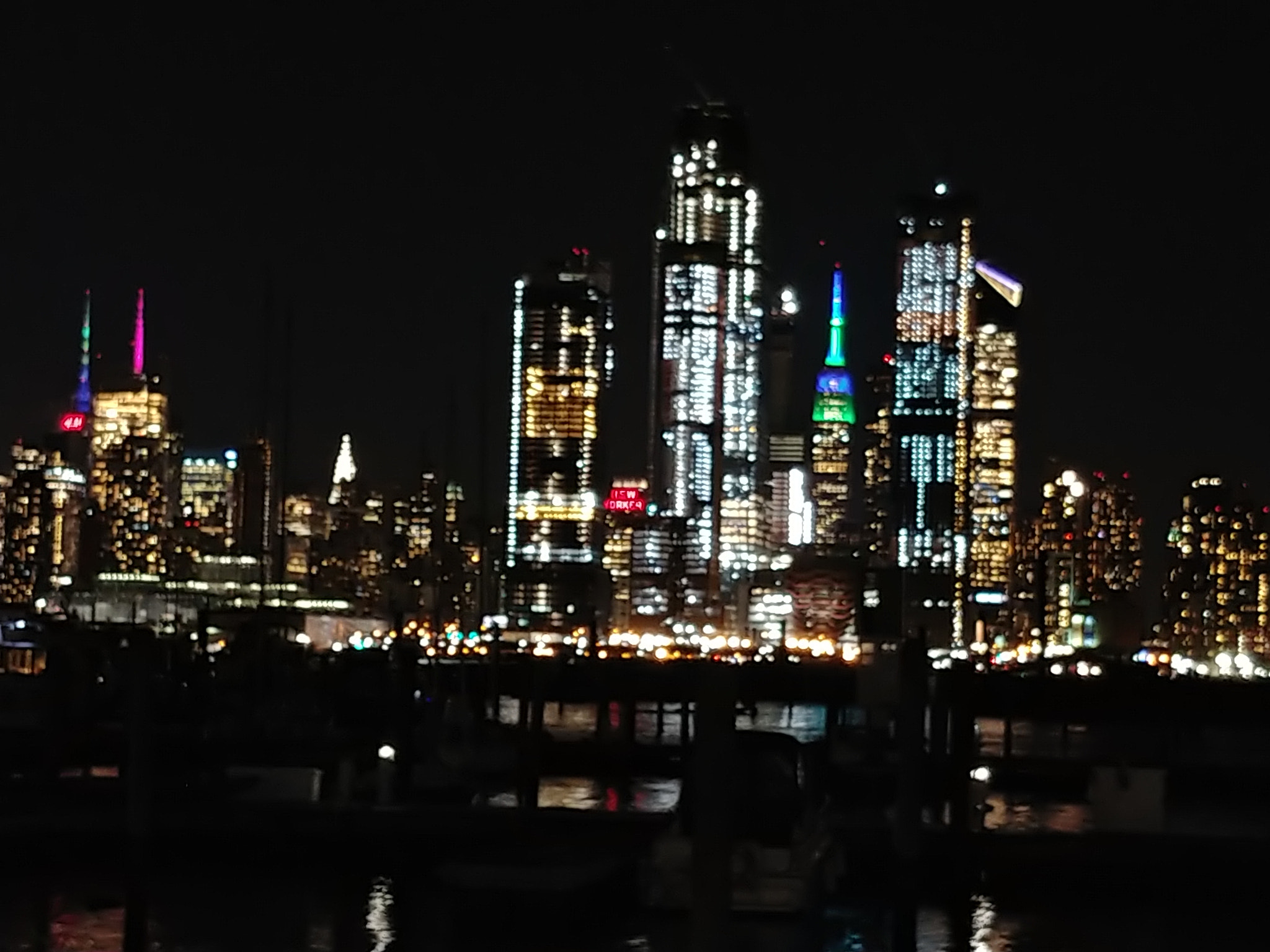 LG V30 sample photo. All lite up, nyc skyline photography
