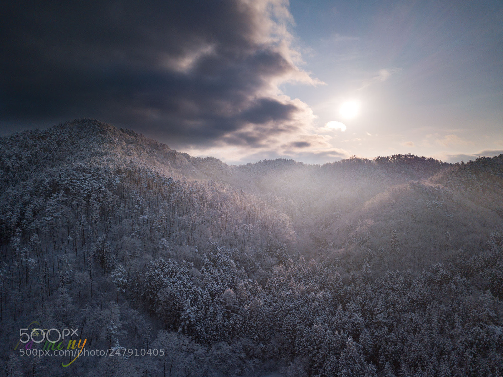 DJI FC220 sample photo. Moring after snow night photography
