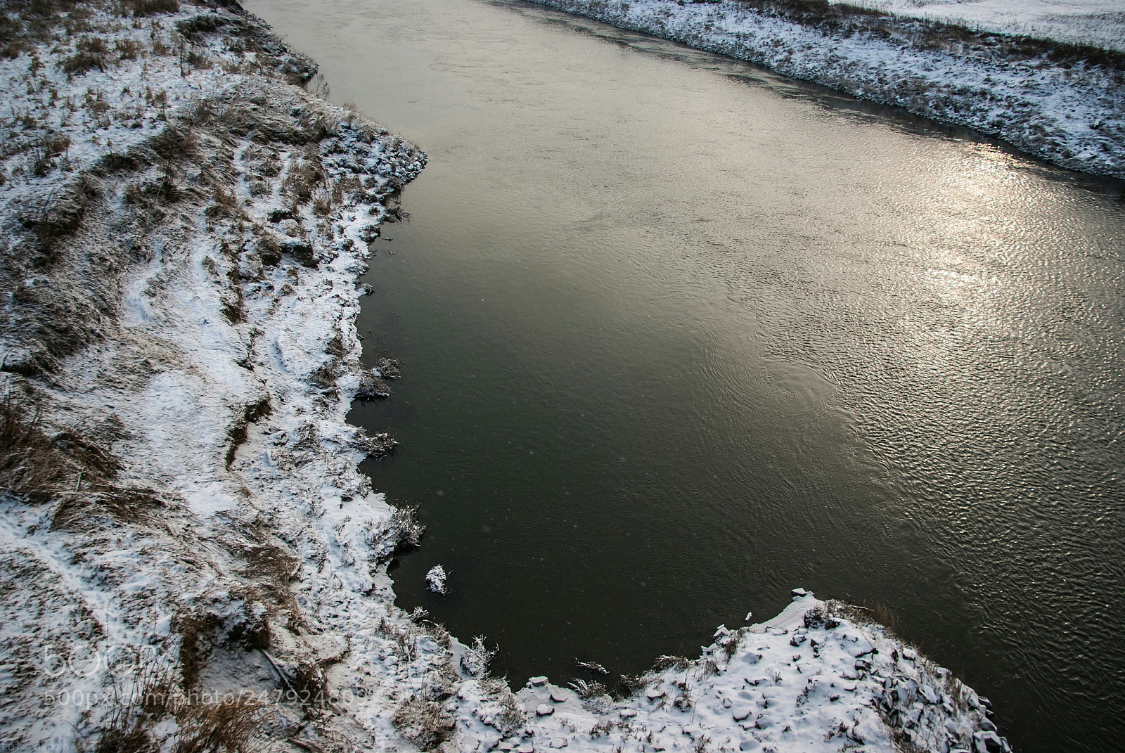 Pentax K10D sample photo. Winter river photography