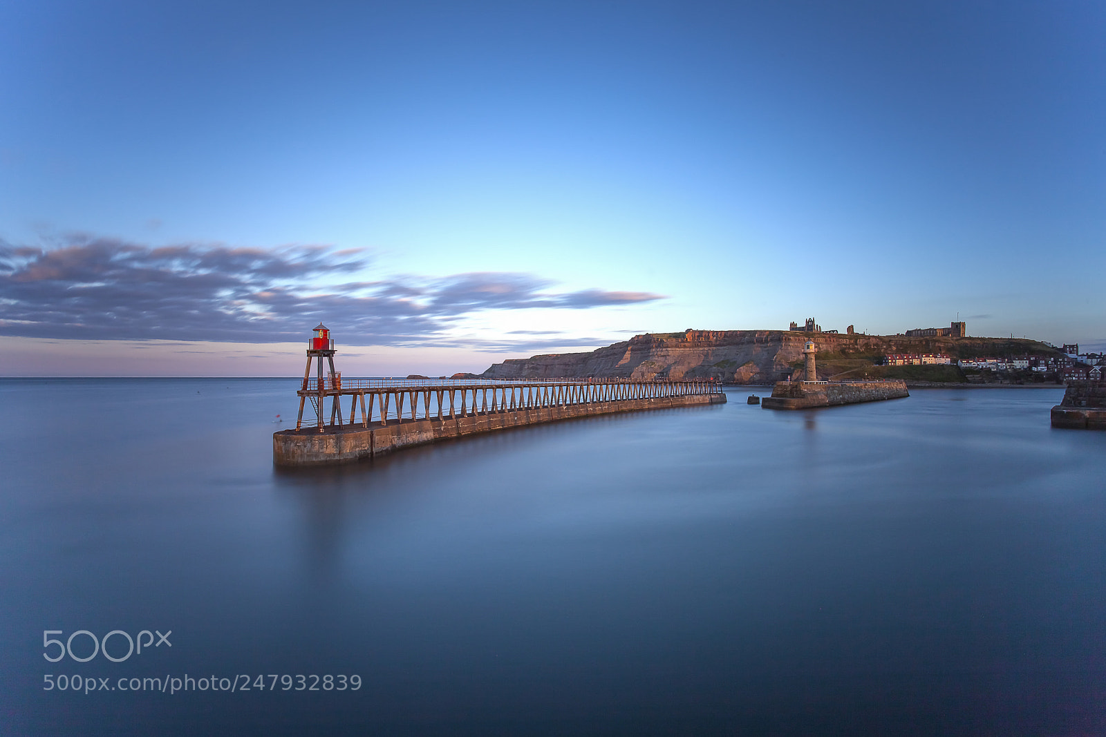 Canon EOS 5D Mark II sample photo. Whitby port pier dusk photography