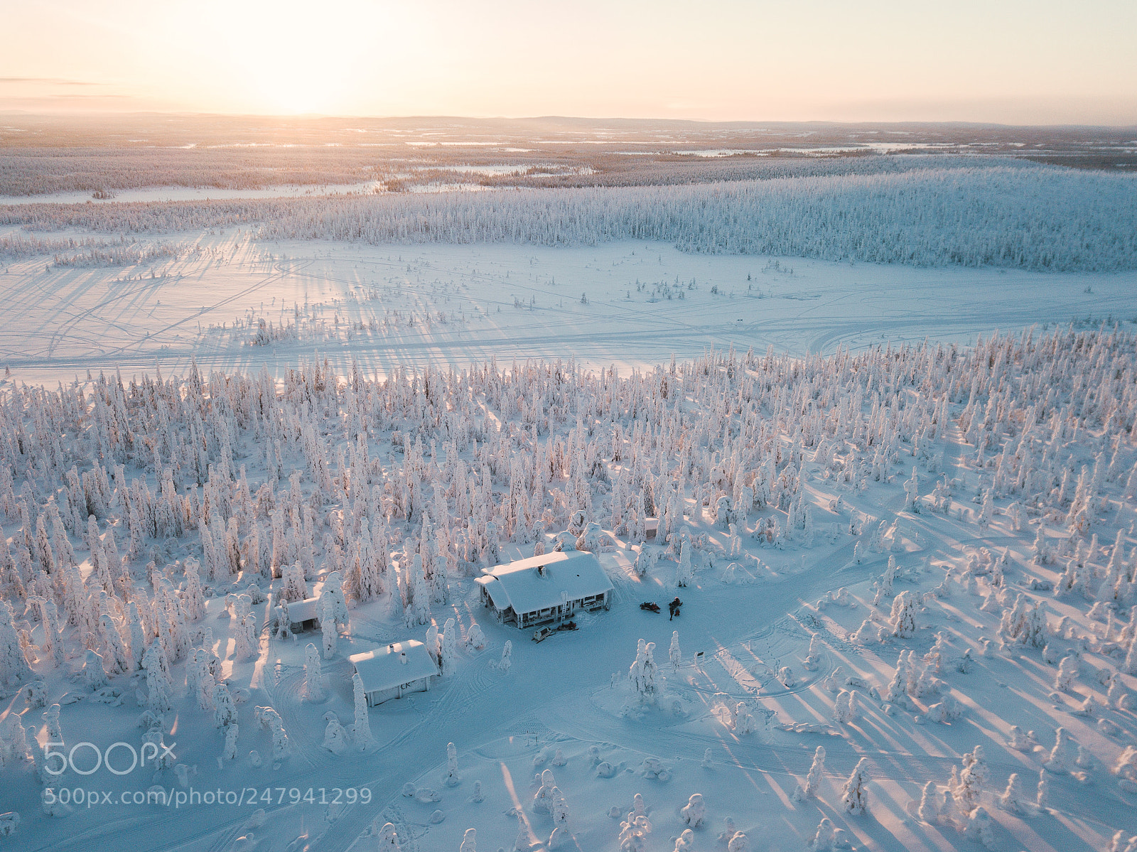 DJI FC220 sample photo. Sunset in winter wonderland photography