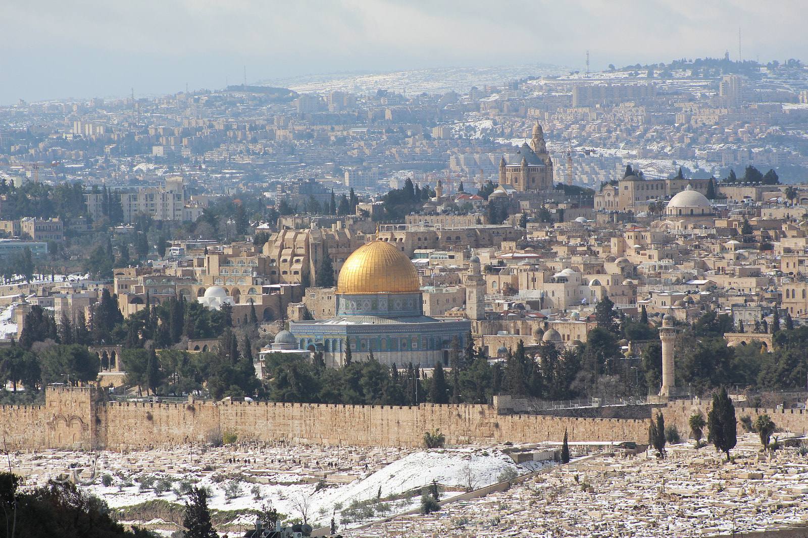 Canon EF 75-300mm f/4-5.6 USM sample photo. Dome of the rock in snowy jerusalem, israel photography