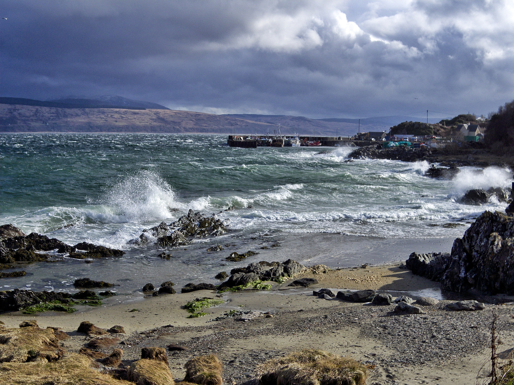 Pentax Q sample photo. The beast from the east coming ashore in kintyre photography