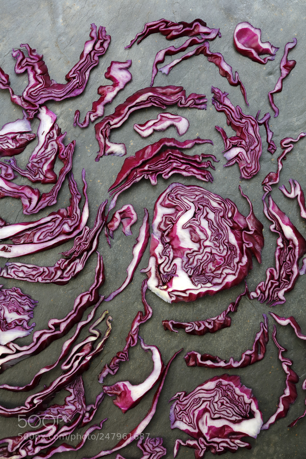 Canon EOS 5DS R sample photo. Red cabbage on slate photography