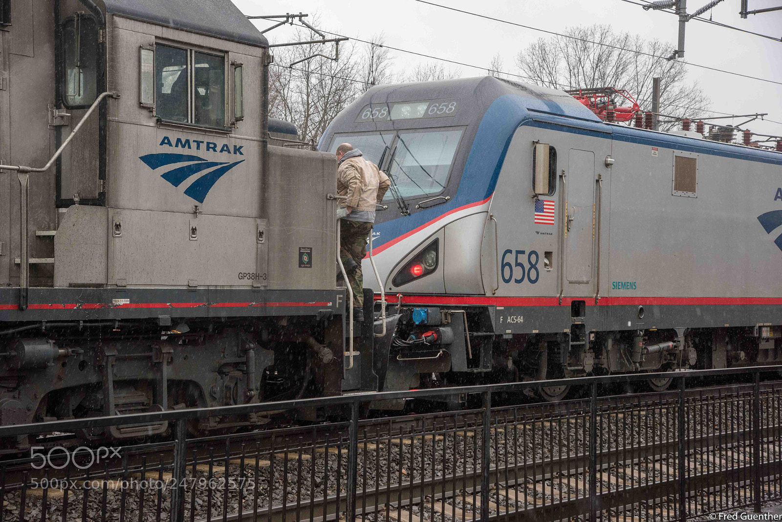Nikon D810 sample photo. Amtrak gp38 and acs64 658 photography