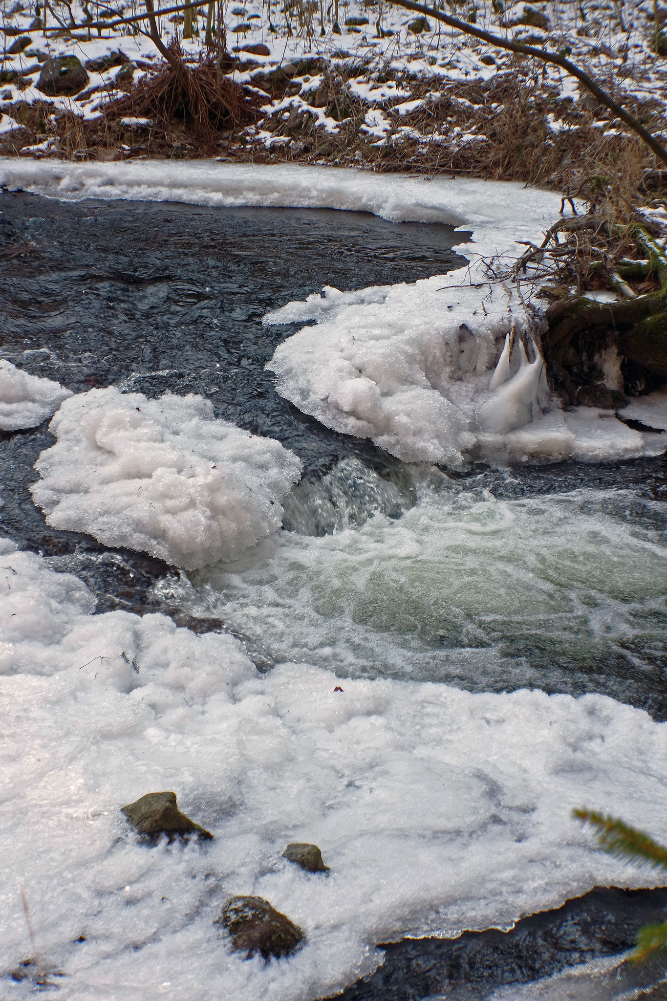 Samsung NX3300 sample photo. Three stones, water and ice ;o) photography