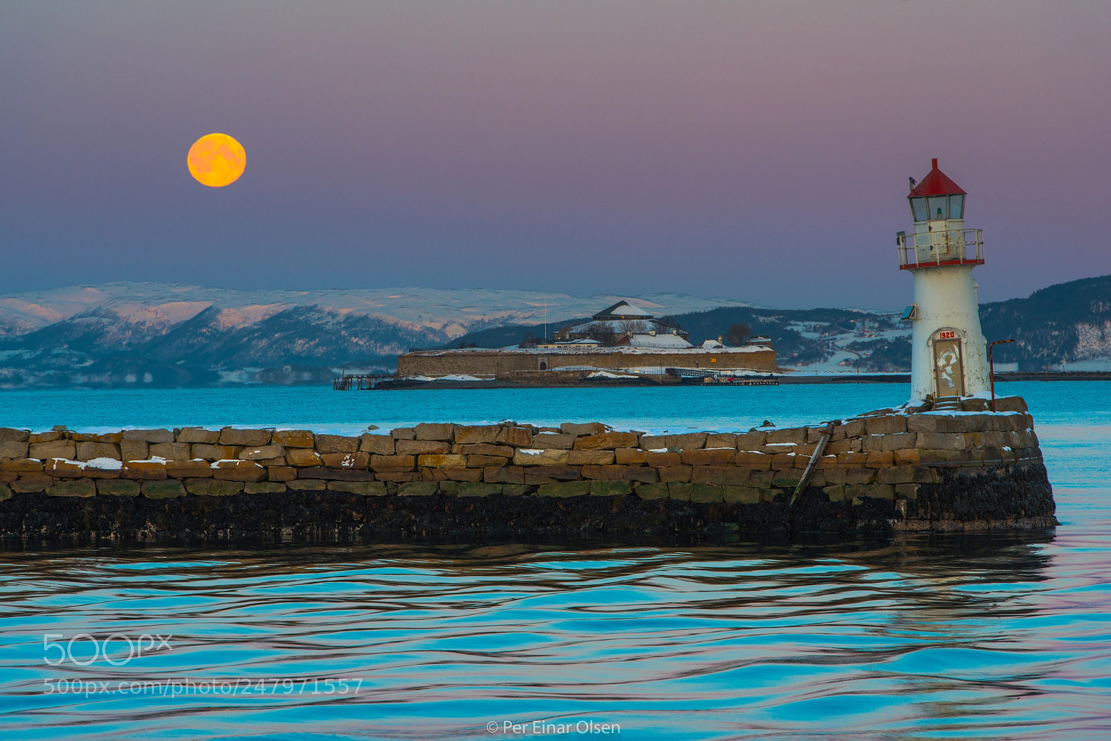 Nikon D800 sample photo. Moonset, trondheim, norway photography