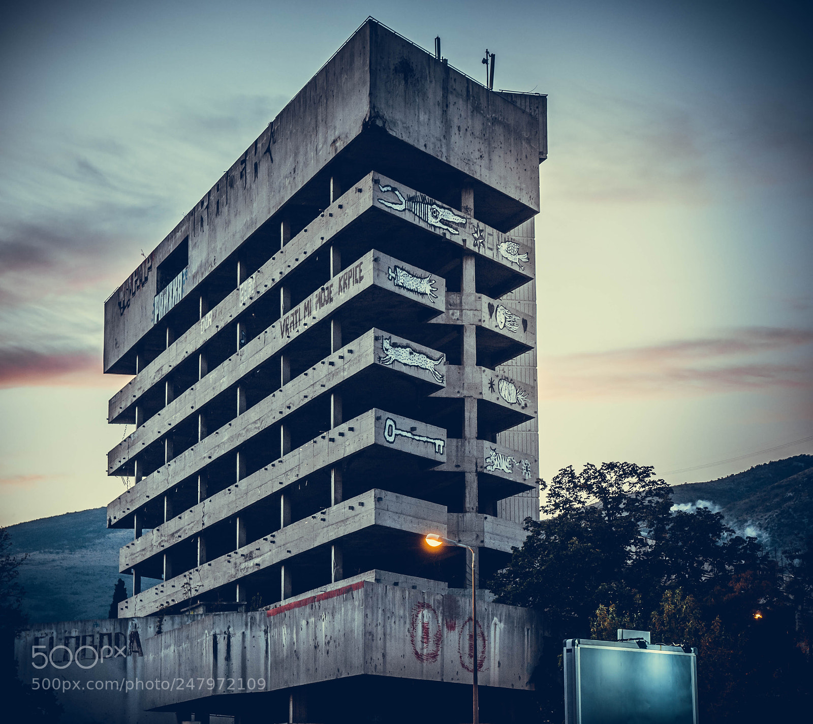 Olympus OM-D E-M10 II sample photo. Sniper tower in mostar photography