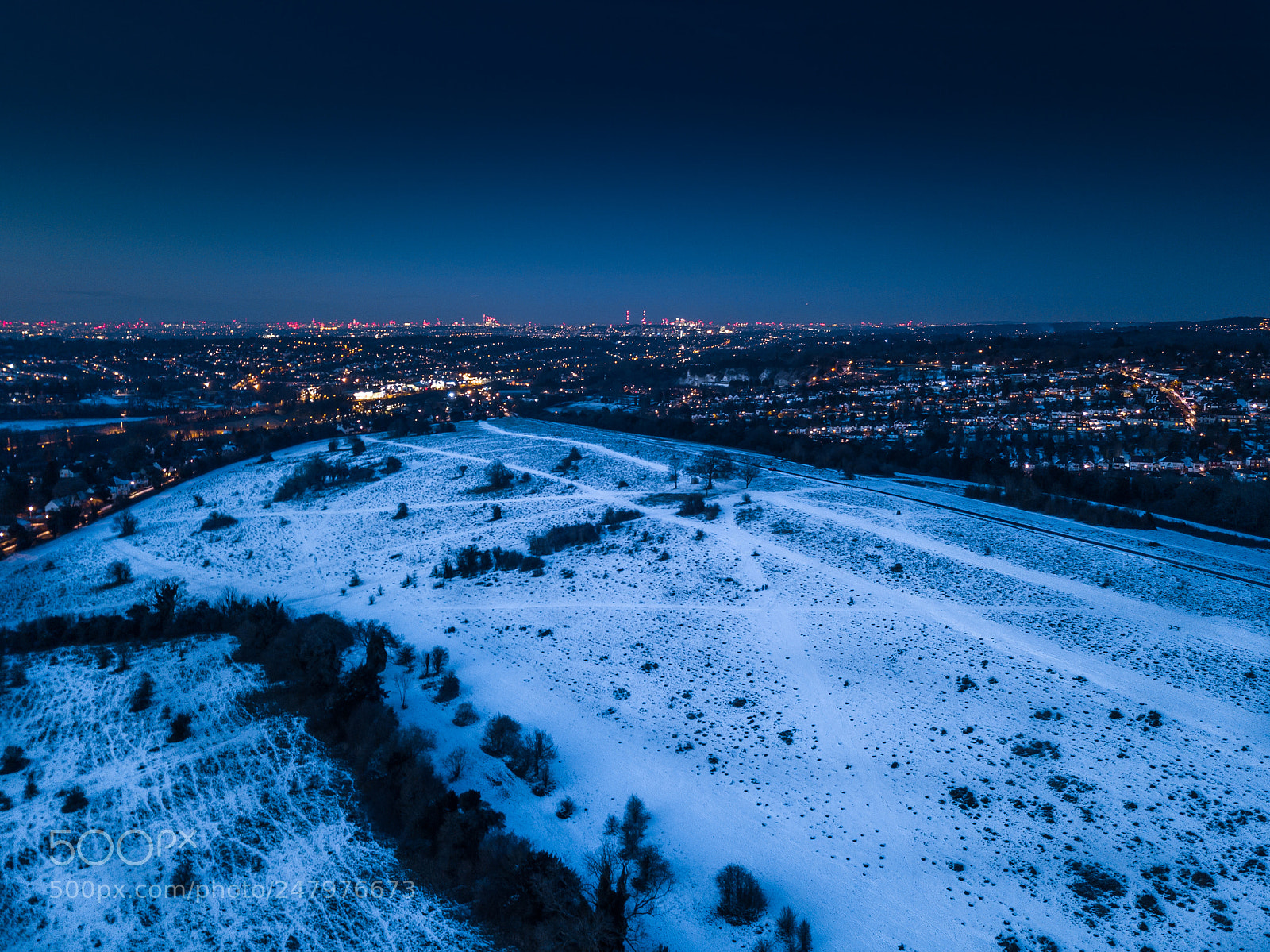DJI FC220 sample photo. Snow on farthing downs photography