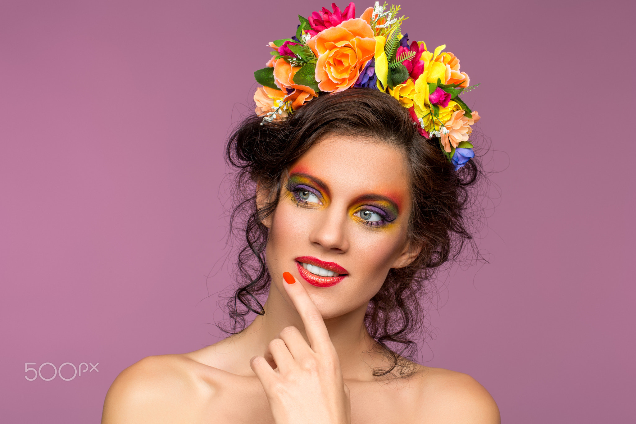 beautiful girl with flower accessories