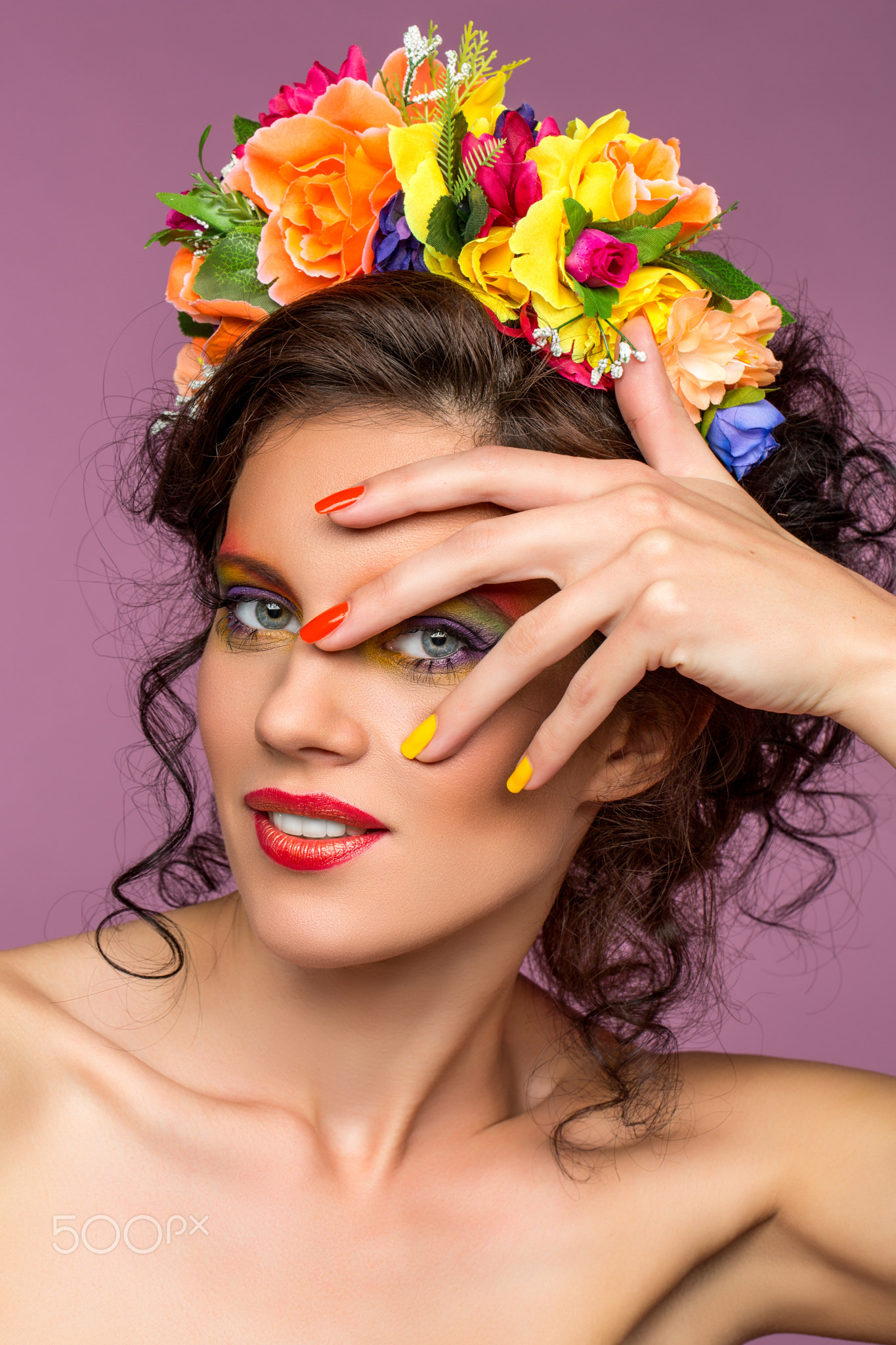 beautiful girl with flower accessories