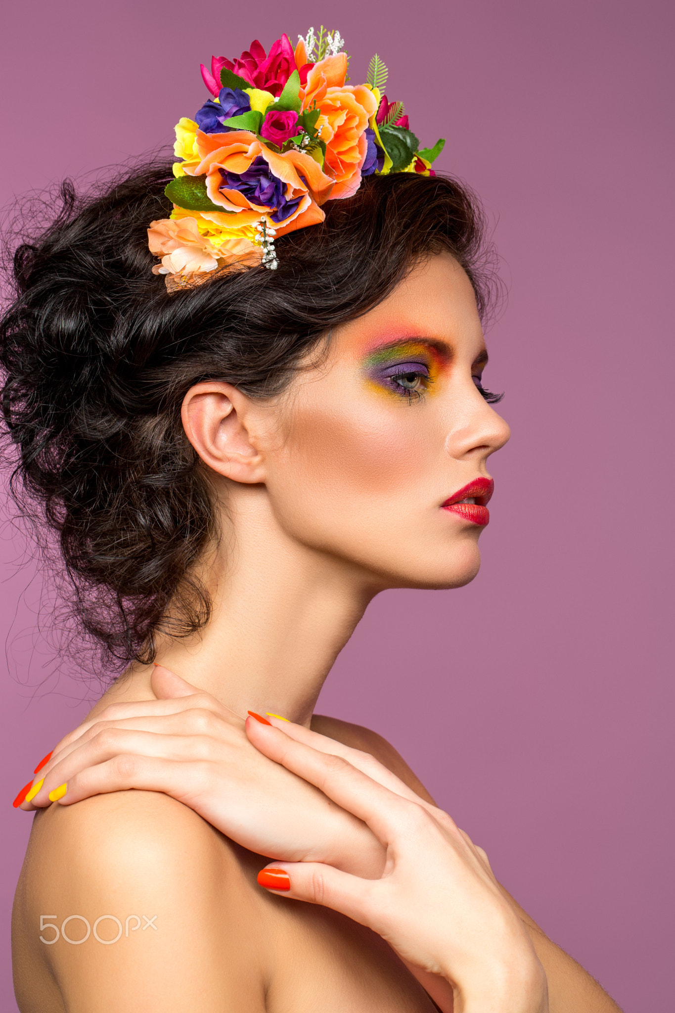 beautiful girl with flower accessories