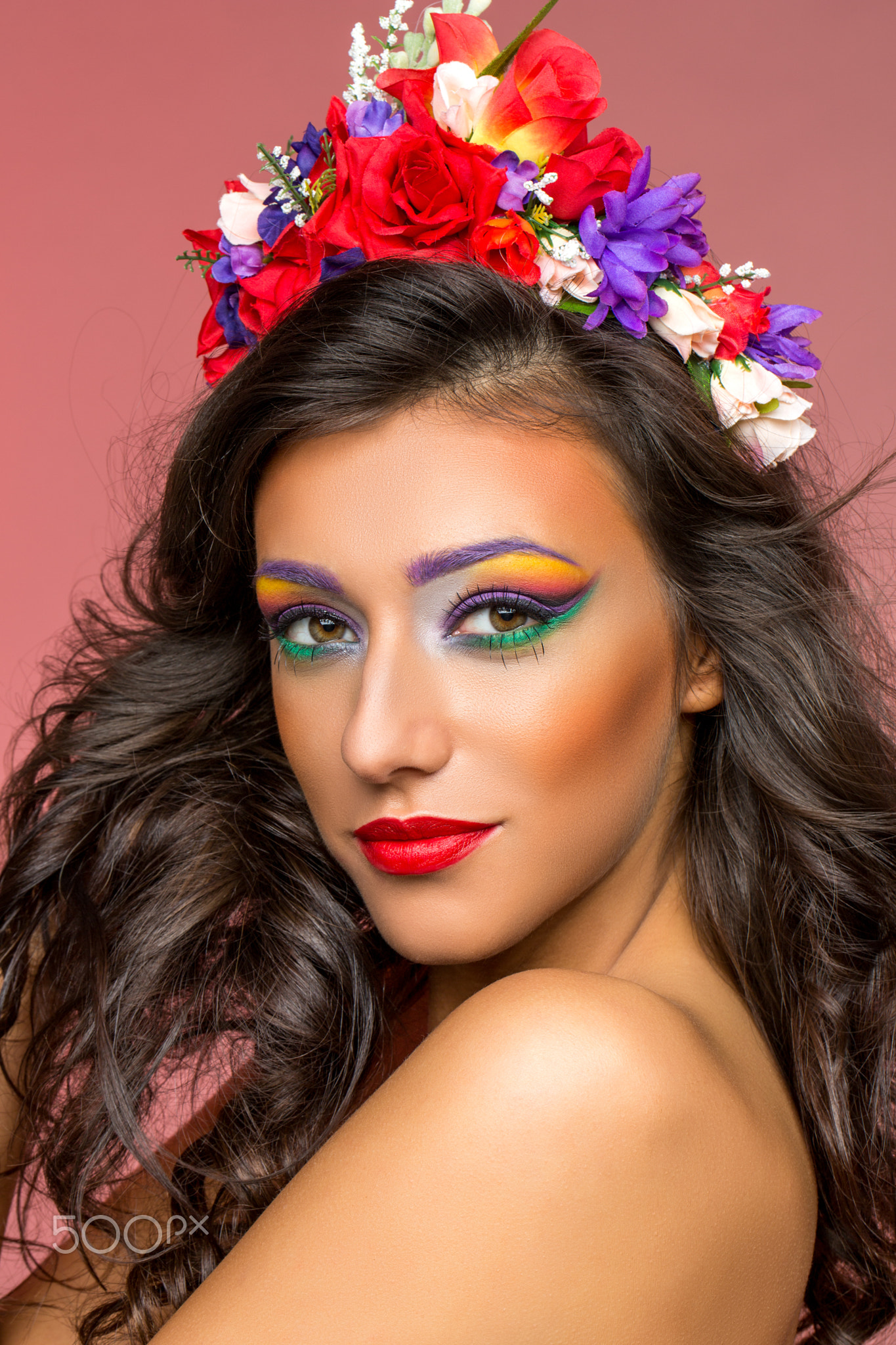 beautiful girl with flower accessories