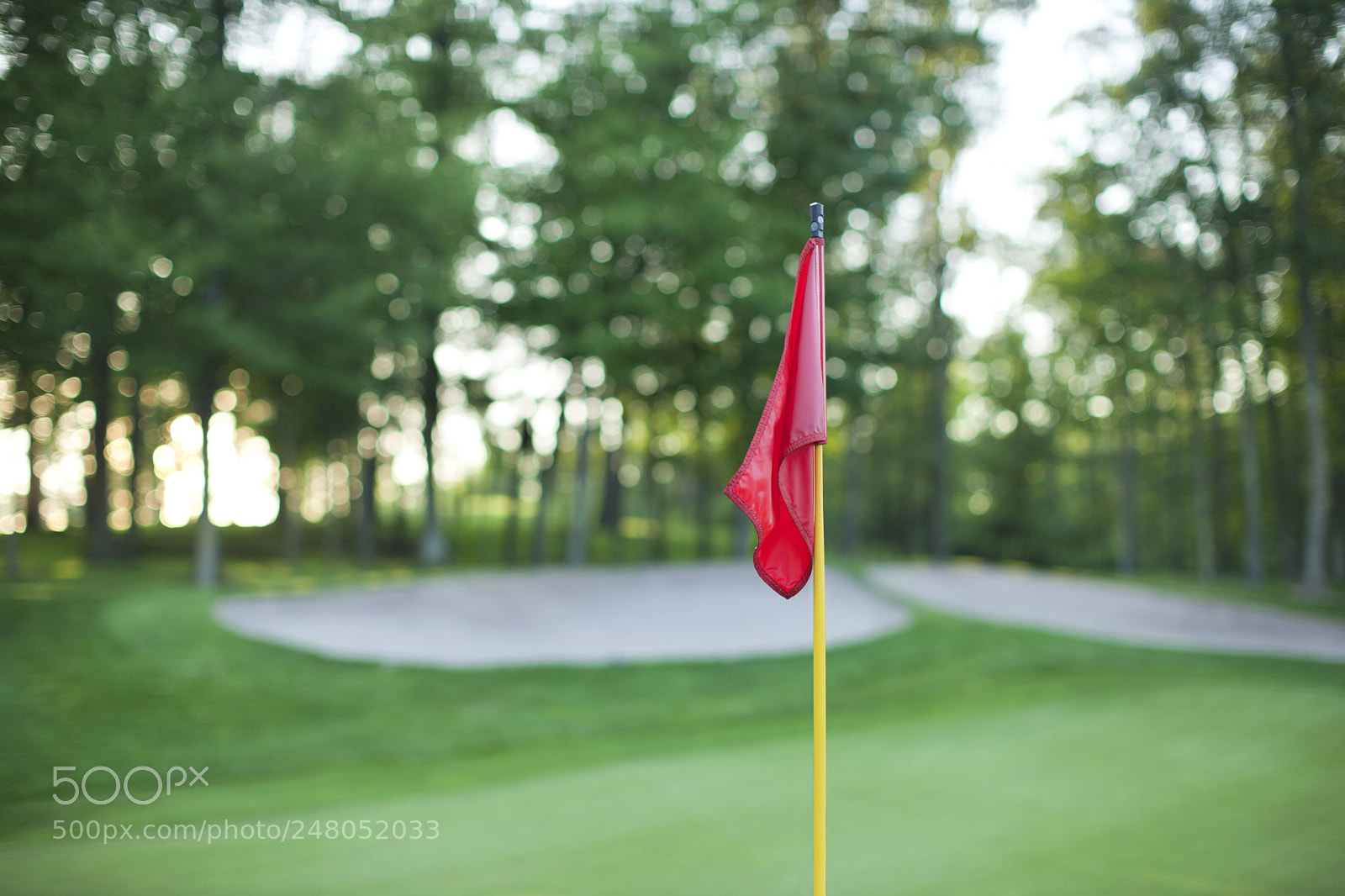Canon EOS 5D Mark II sample photo. Red golf pin flag photography