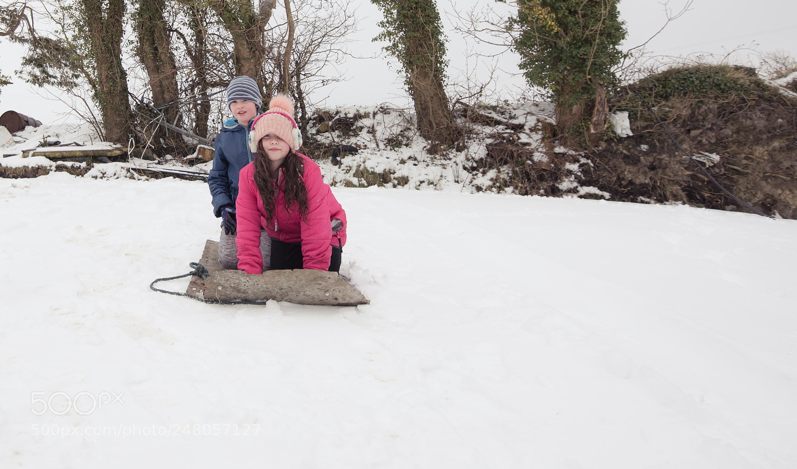 Nikon D810 sample photo. Kids on sleagh photography