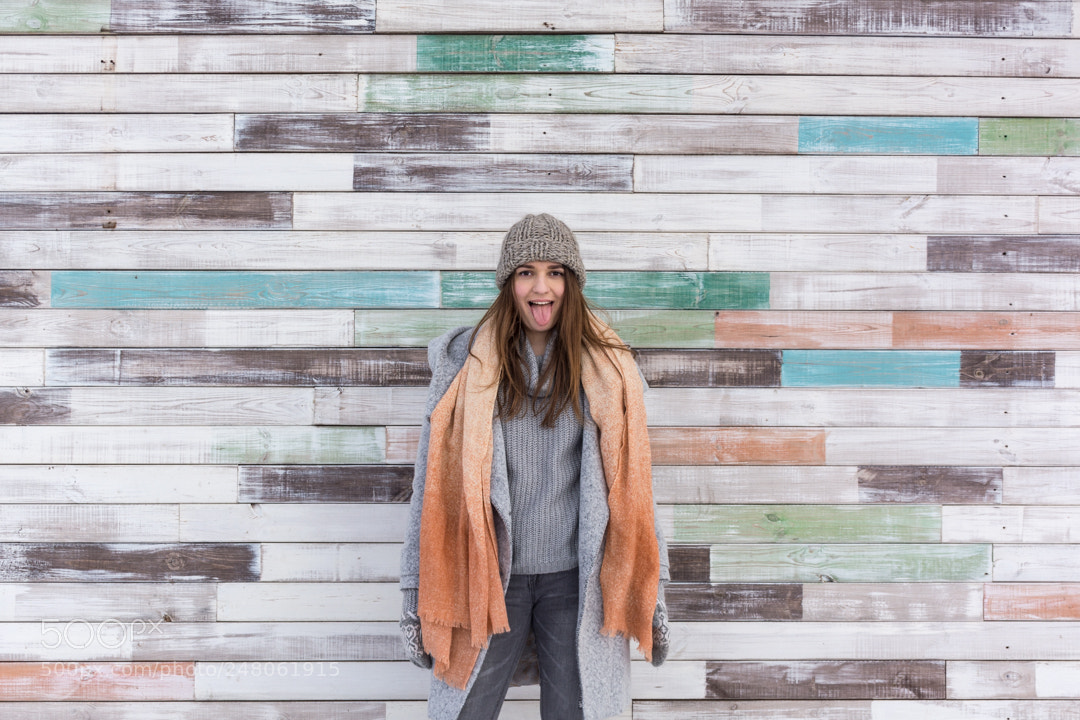 Nikon D5200 sample photo. Girl with colorfull wall photography