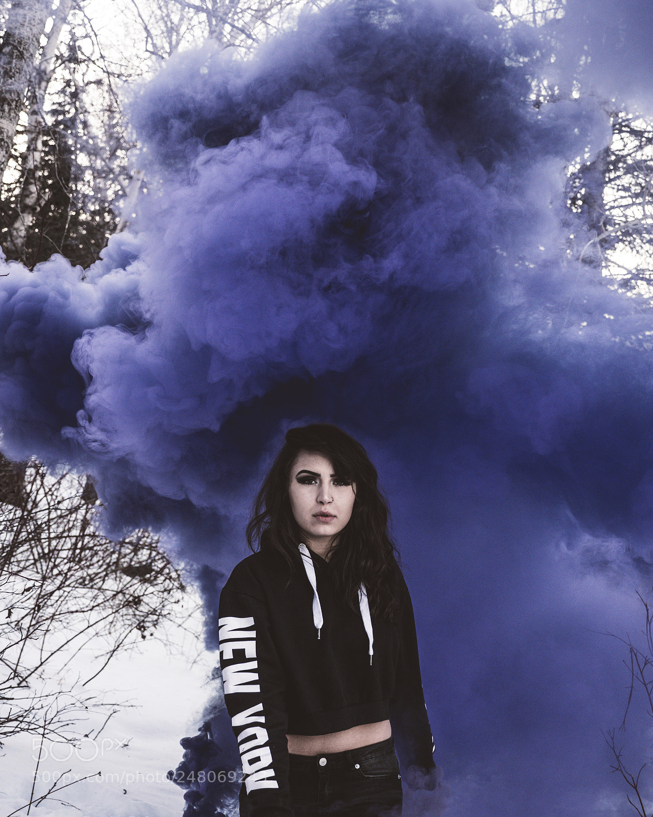 Panasonic Lumix DC-GH5 sample photo. Purple smoke bomb photography