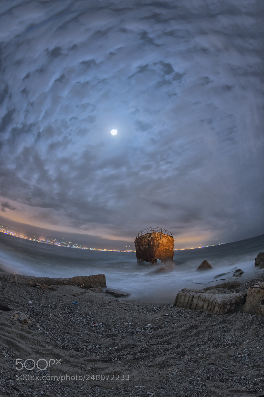 Nikon D7200 sample photo. Shipwreck moonlight photography