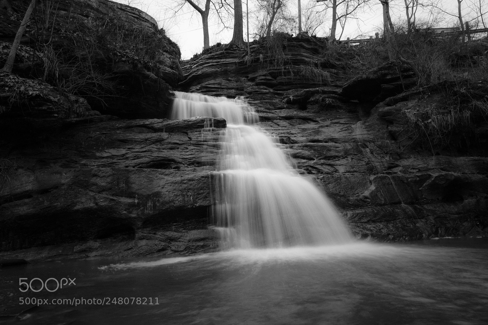 Fujifilm X-T2 sample photo. Black and white waterfall photography