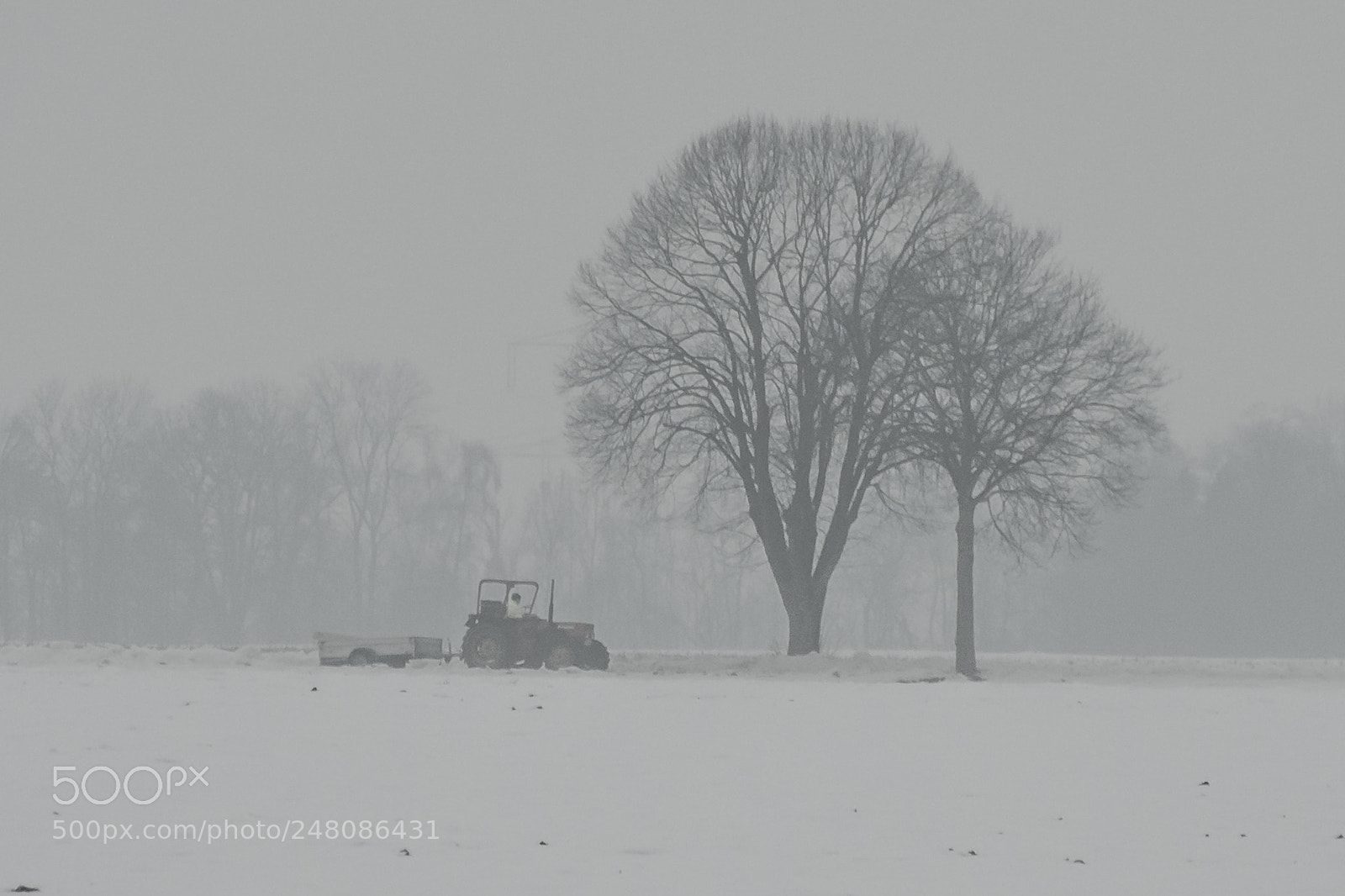 Panasonic DMC-G70 sample photo. Tractor on winter field photography
