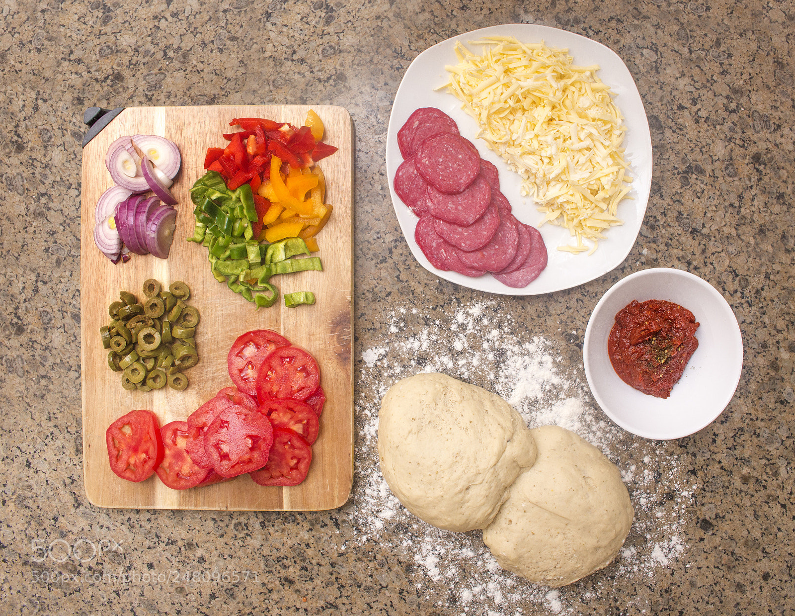 Canon EOS 700D (EOS Rebel T5i / EOS Kiss X7i) sample photo. Pizza ingredients, pizza dough photography