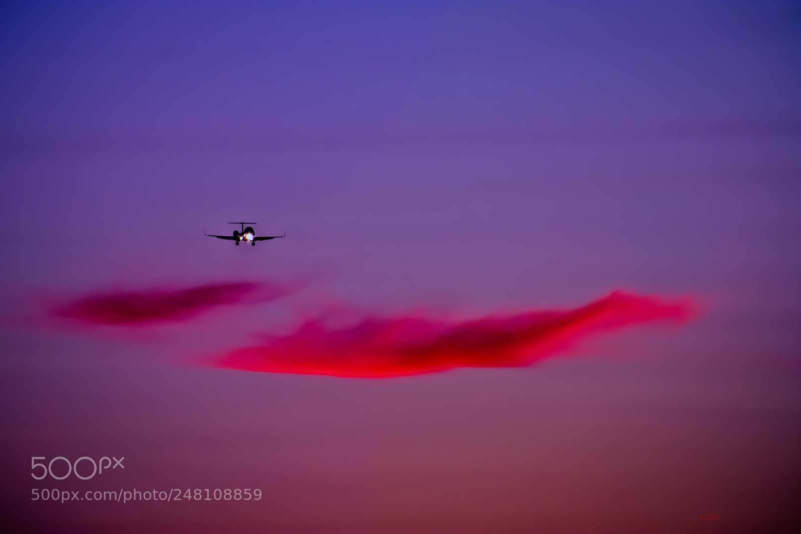 Nikon D3400 sample photo. Plane and orange clouds photography