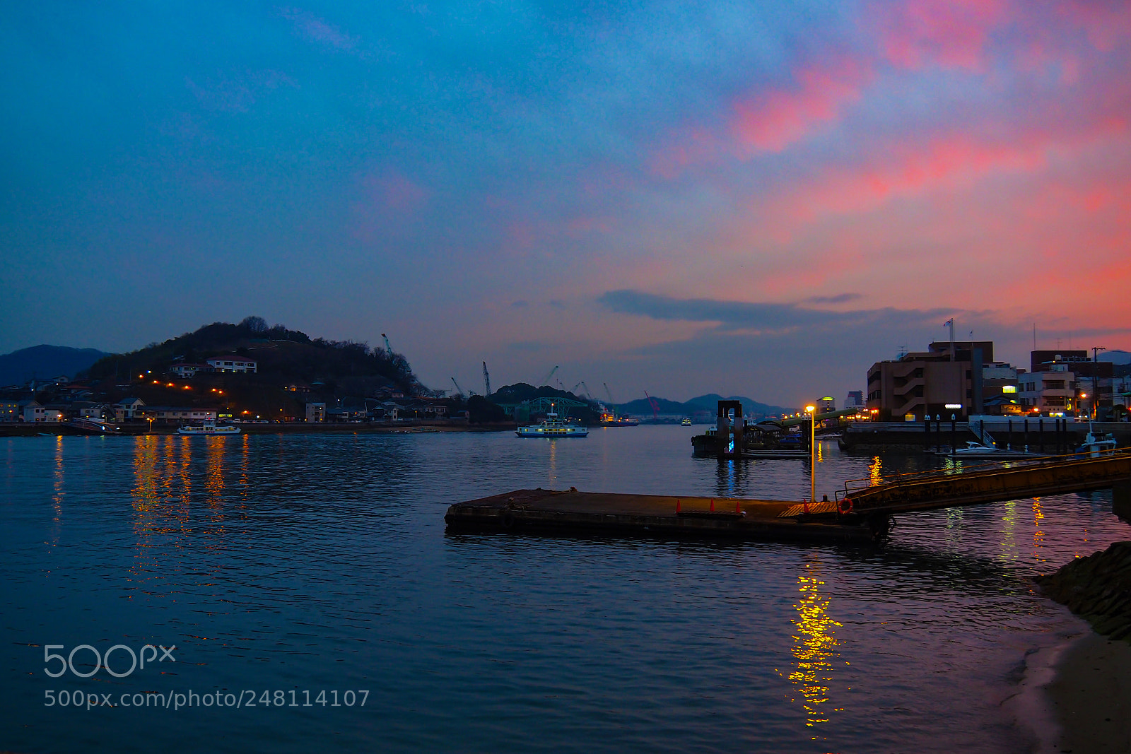 Olympus PEN-F sample photo. 尾道の夕焼け onomichi sunset photography