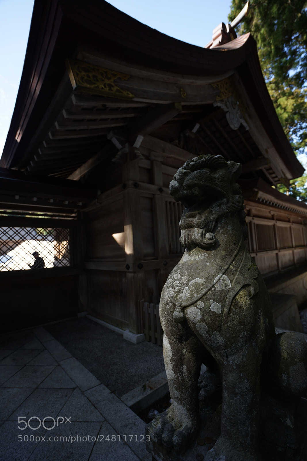 Sony a7 II sample photo. Guardian lion-dog at shinto photography