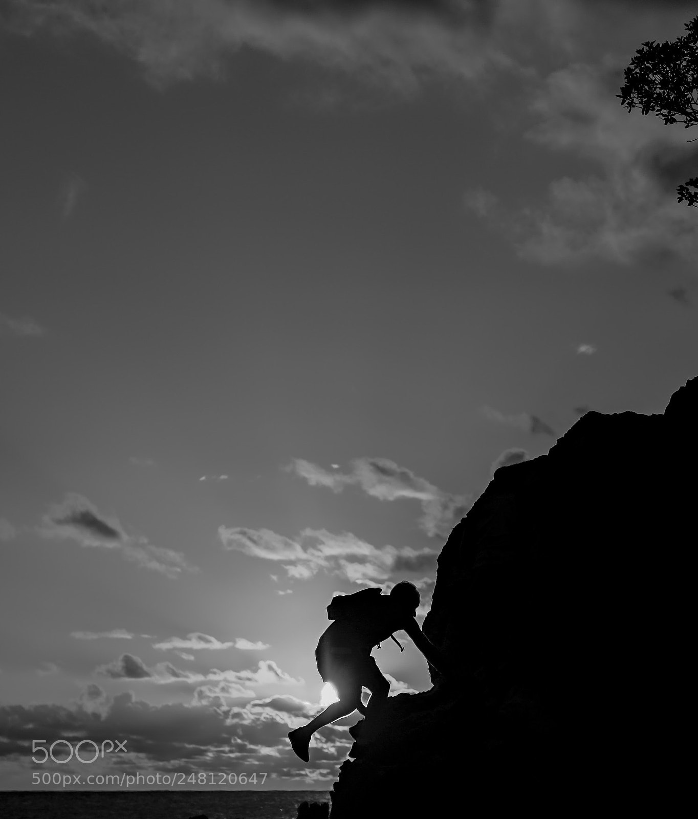 Sony a7S sample photo. Climber silhouette at sunset photography