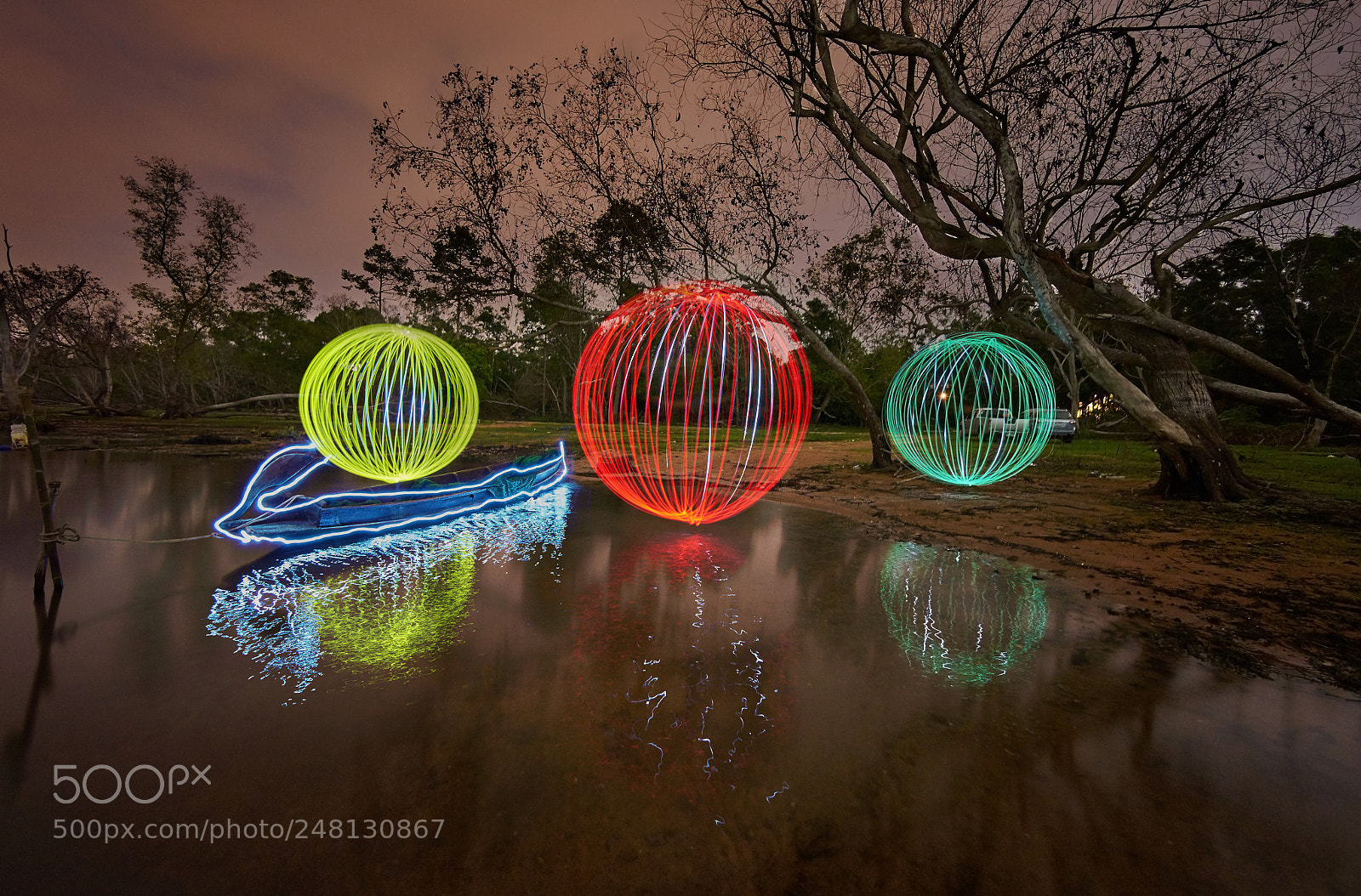 Sony a7 II sample photo. Light painting 3 balls photography