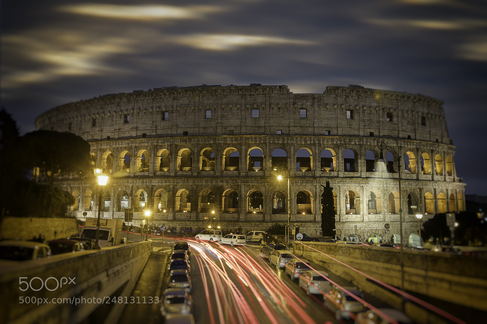 Canon EOS 80D sample photo. Colosseo lights trail photography