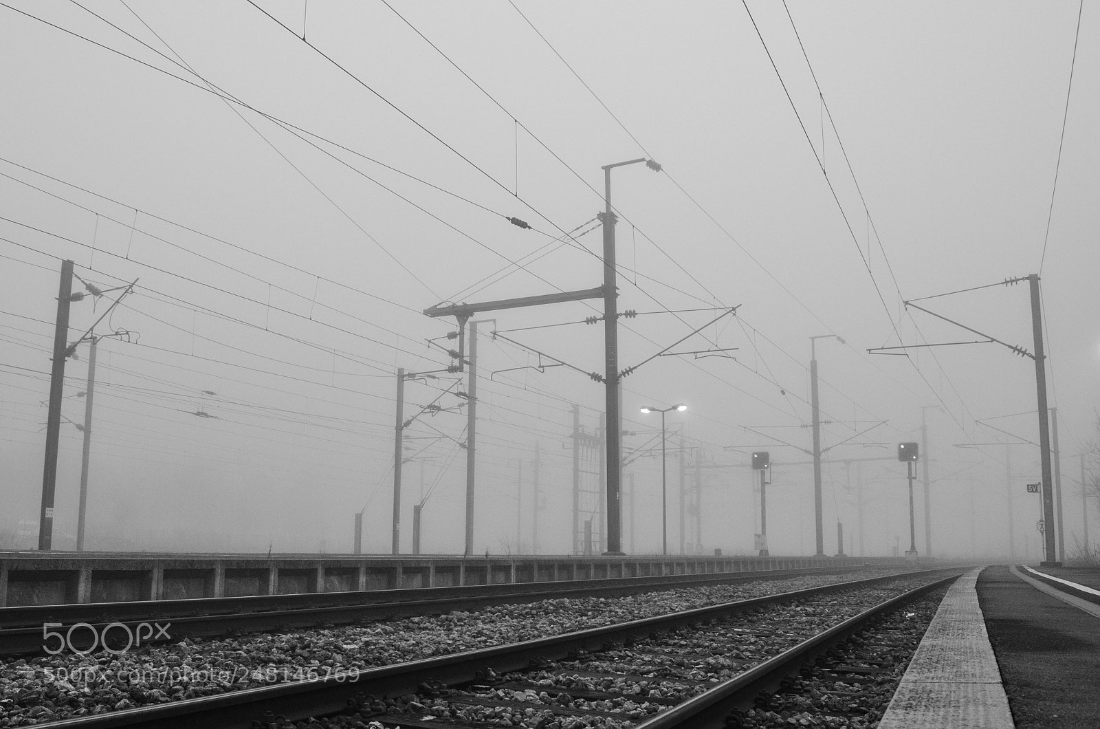 Nikon D5100 sample photo. Foggy railway photography