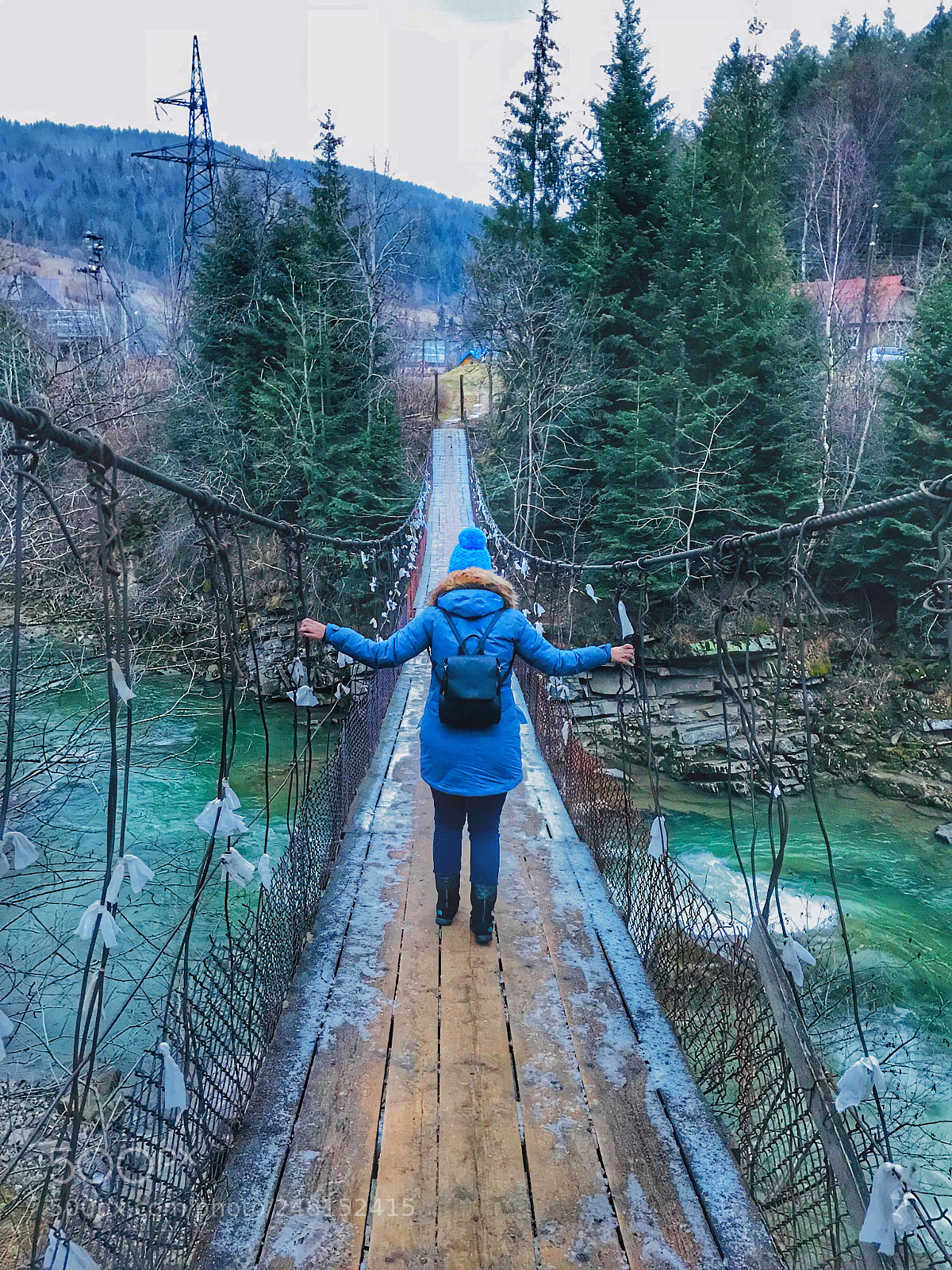 Apple iPhone 7 sample photo. Beautiful suspension bridge, carpathian photography