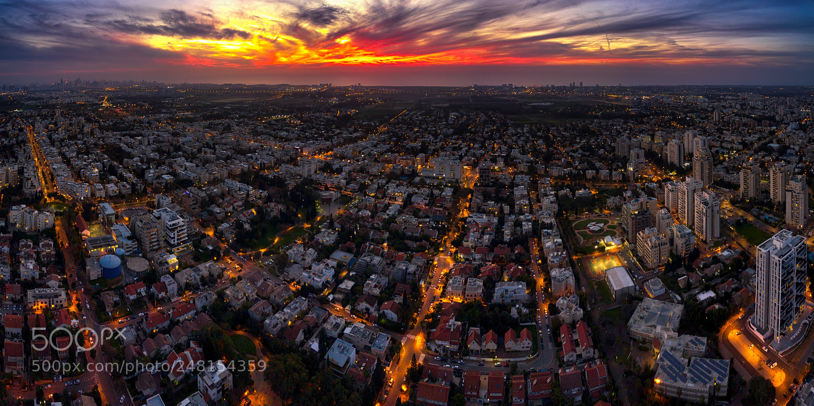 DJI FC220 sample photo. Aerial urban sunset photography
