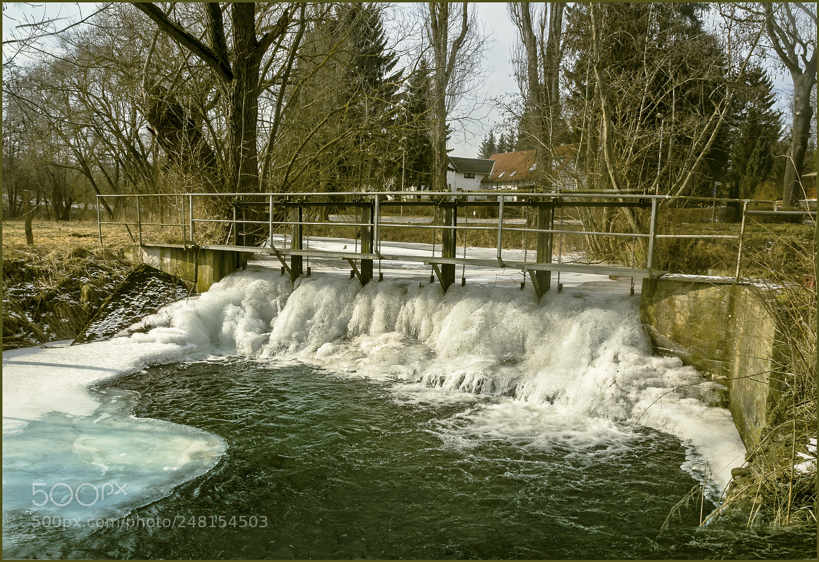 Canon EOS 60D sample photo. Frozen water on weir photography