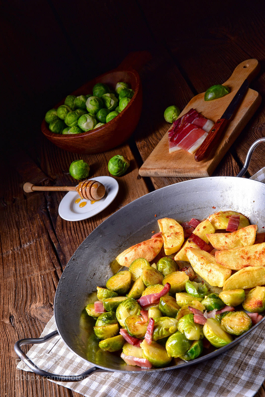 Nikon D810 sample photo. Brussels sprouts with ham photography
