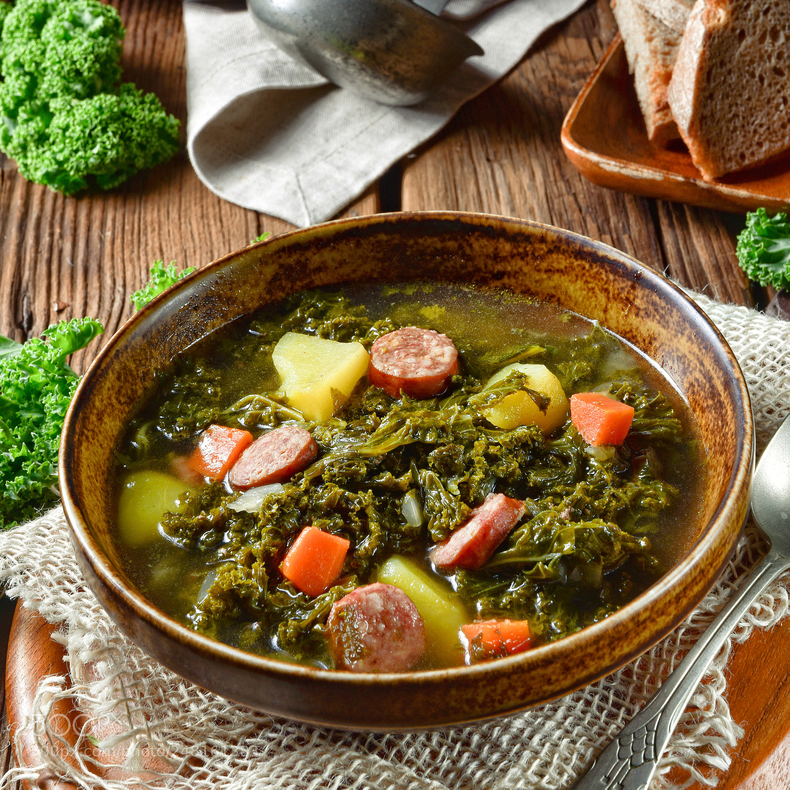 Nikon D810 sample photo. Rustic kale soup with photography