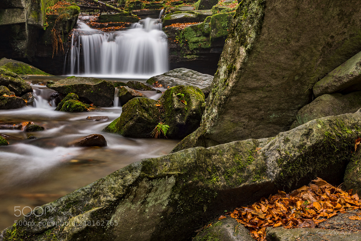 Nikon D600 sample photo. Autumn waterfalls with stones photography