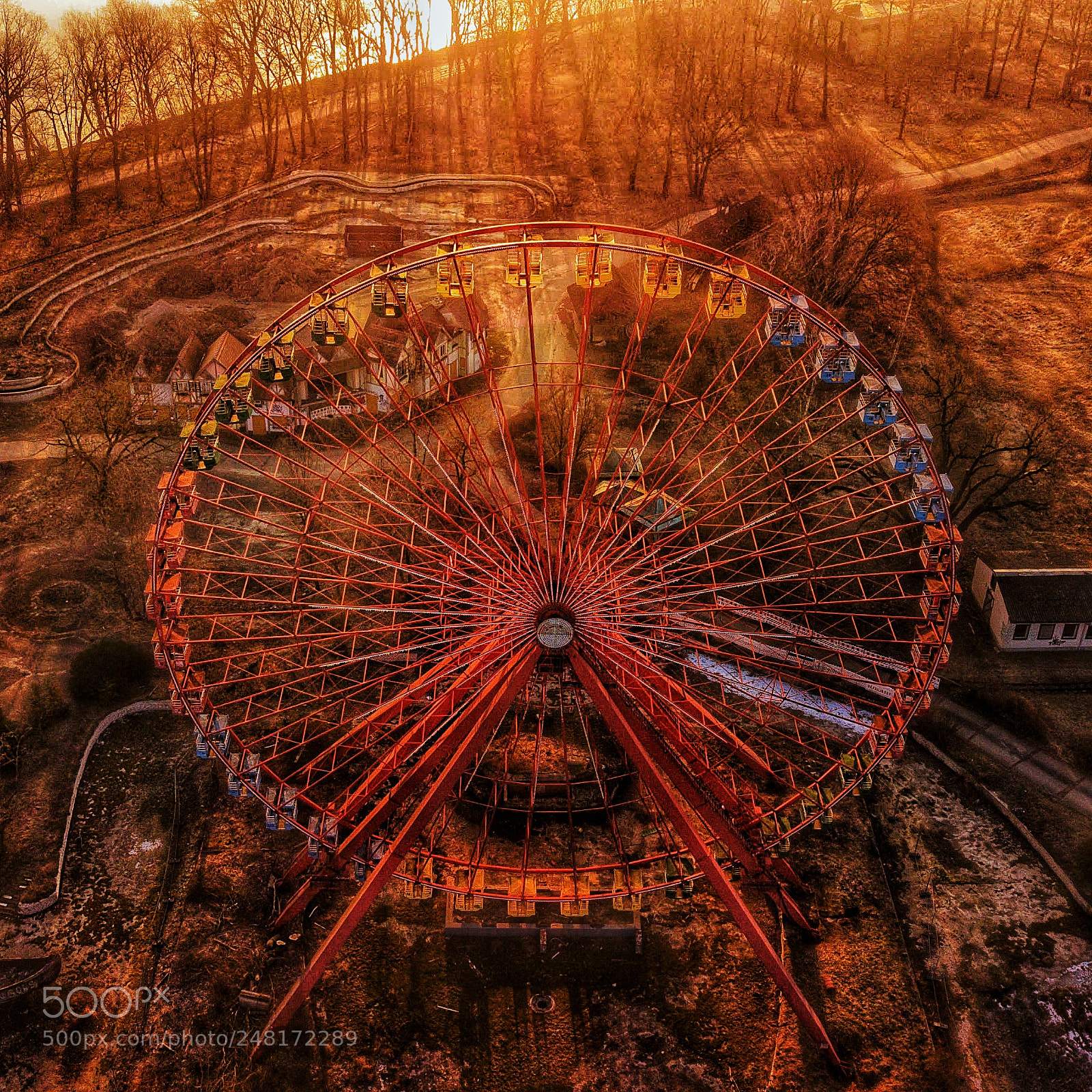 DJI FC220 sample photo. Lost place ferris wheel photography
