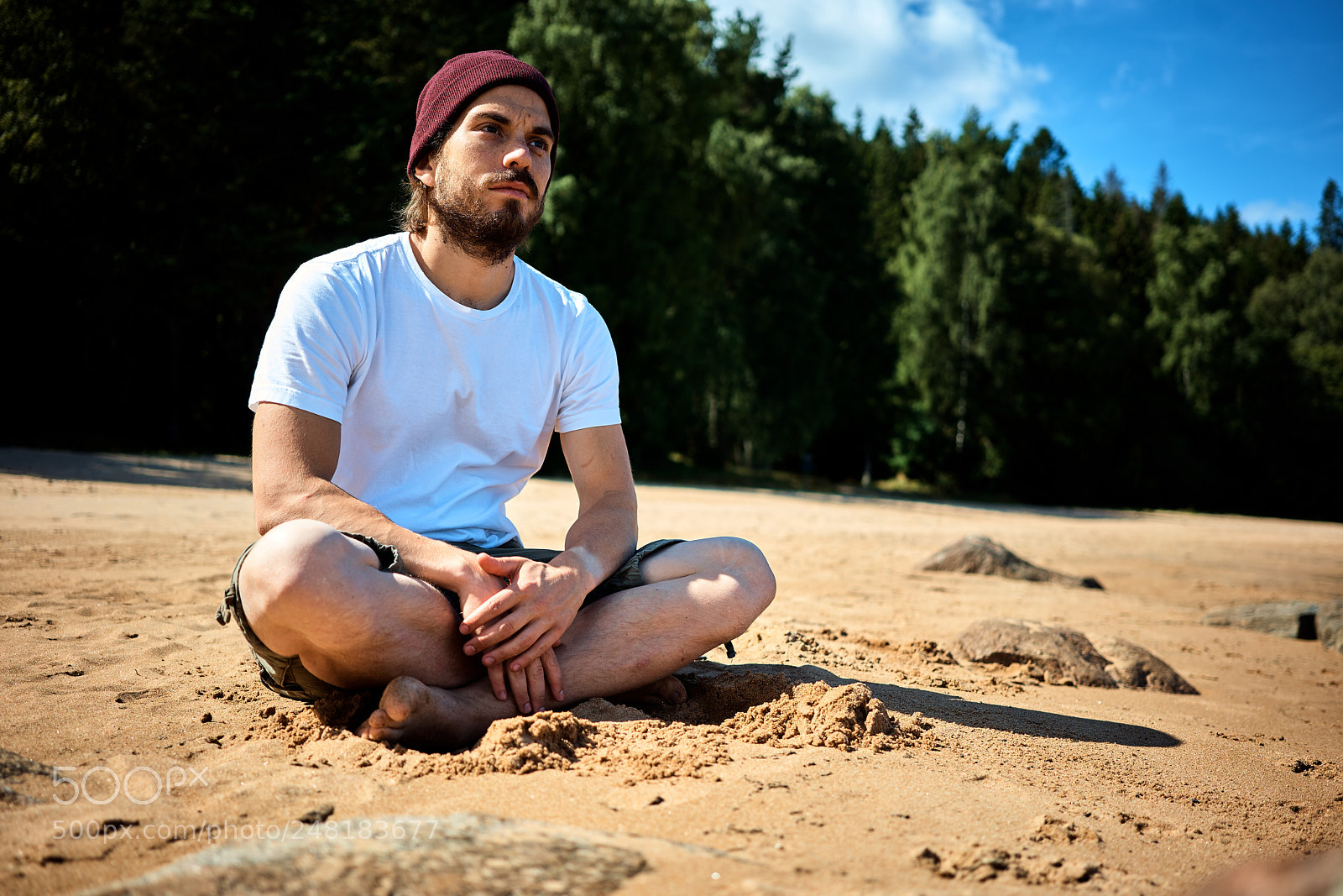 Sony a7R II sample photo. Bearded young man sits photography