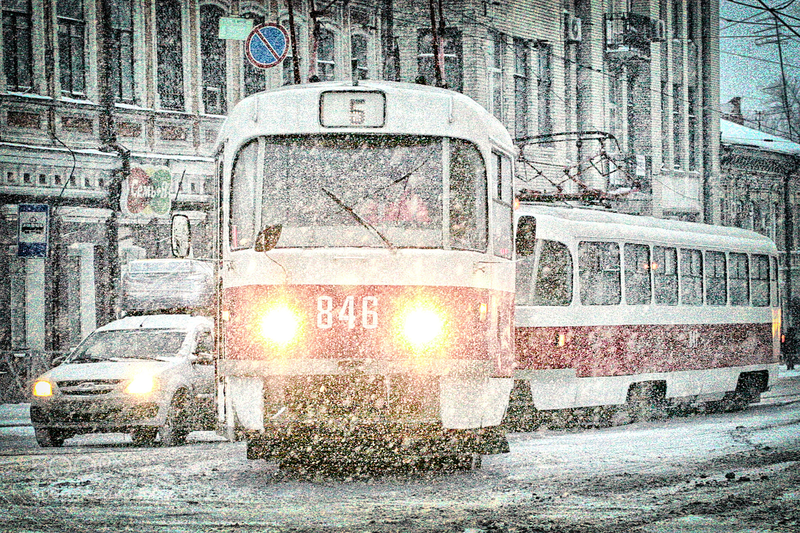 Canon EOS 5D sample photo. Street. spring snow. photography