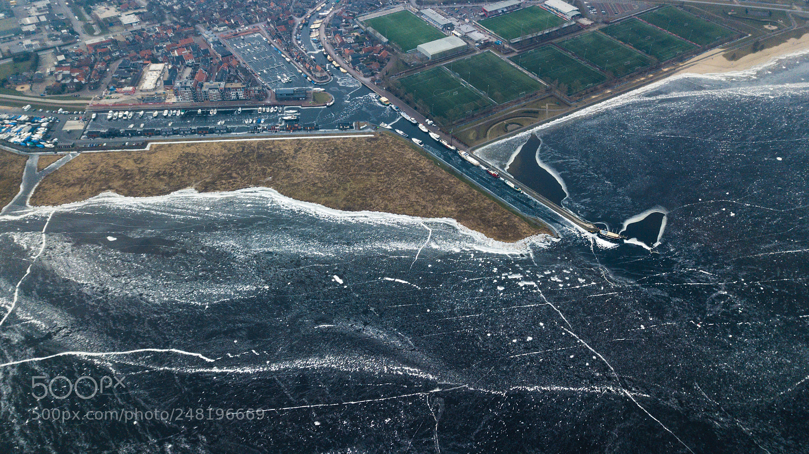 DJI FC220 sample photo. Frozen lake, ice skating photography