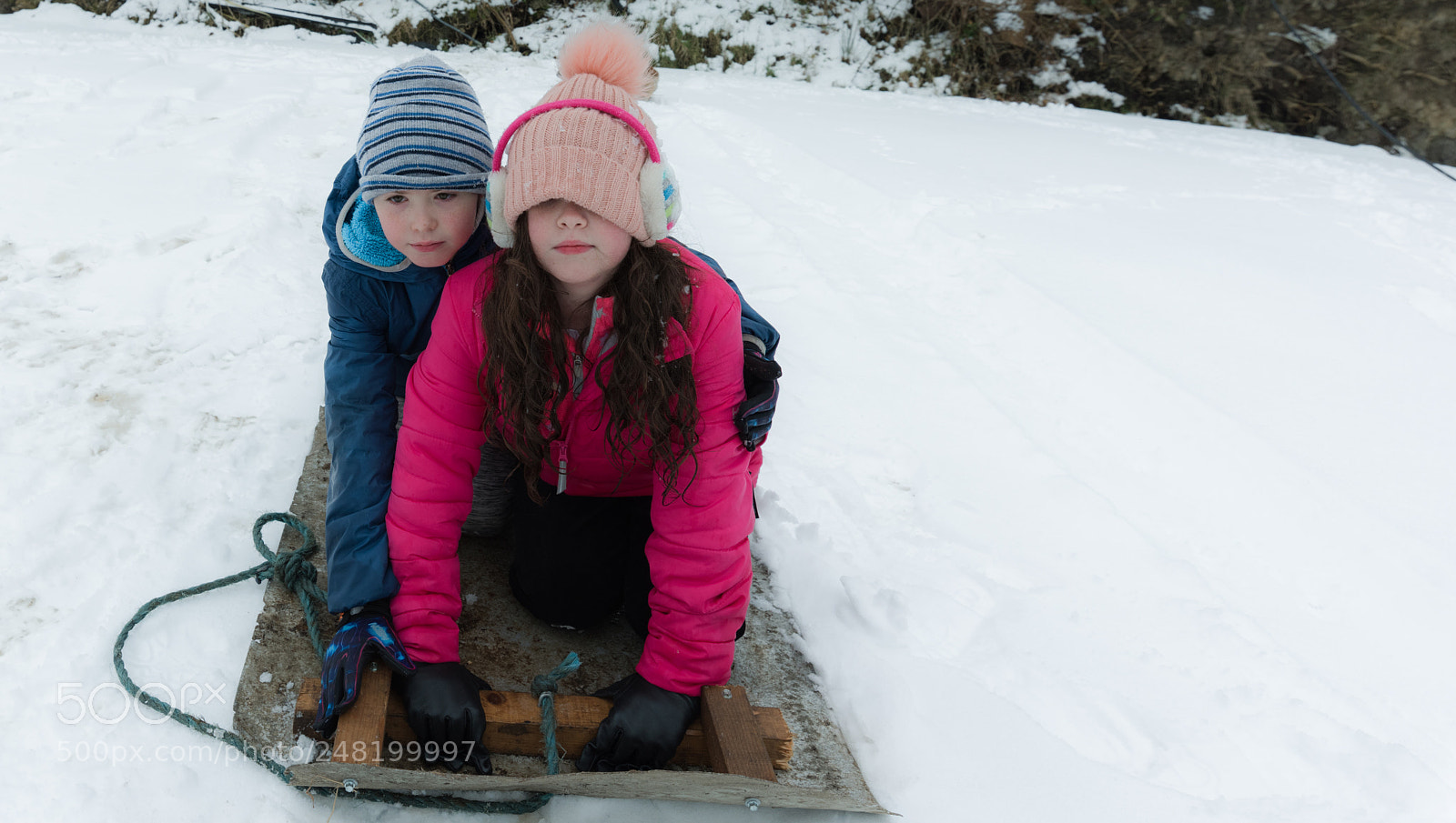 Nikon D810 sample photo. Sled kids photography