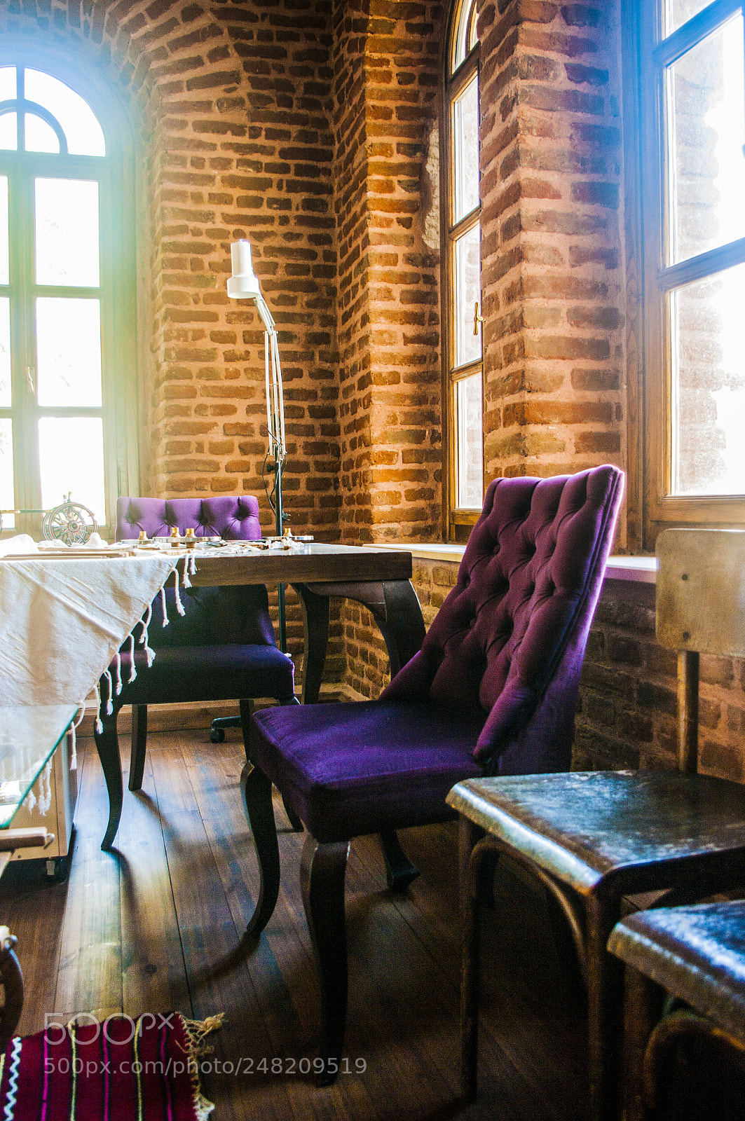 Pentax K20D sample photo. Purple chair photography