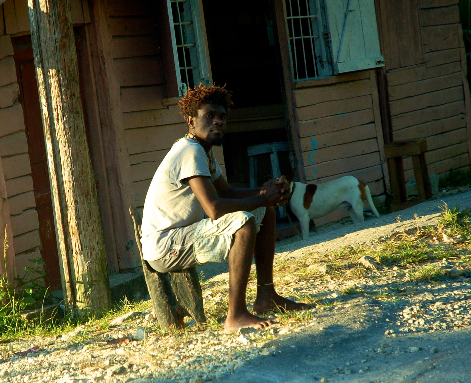 Nikon D50 sample photo. Man and dog, jamaica 2007 photography