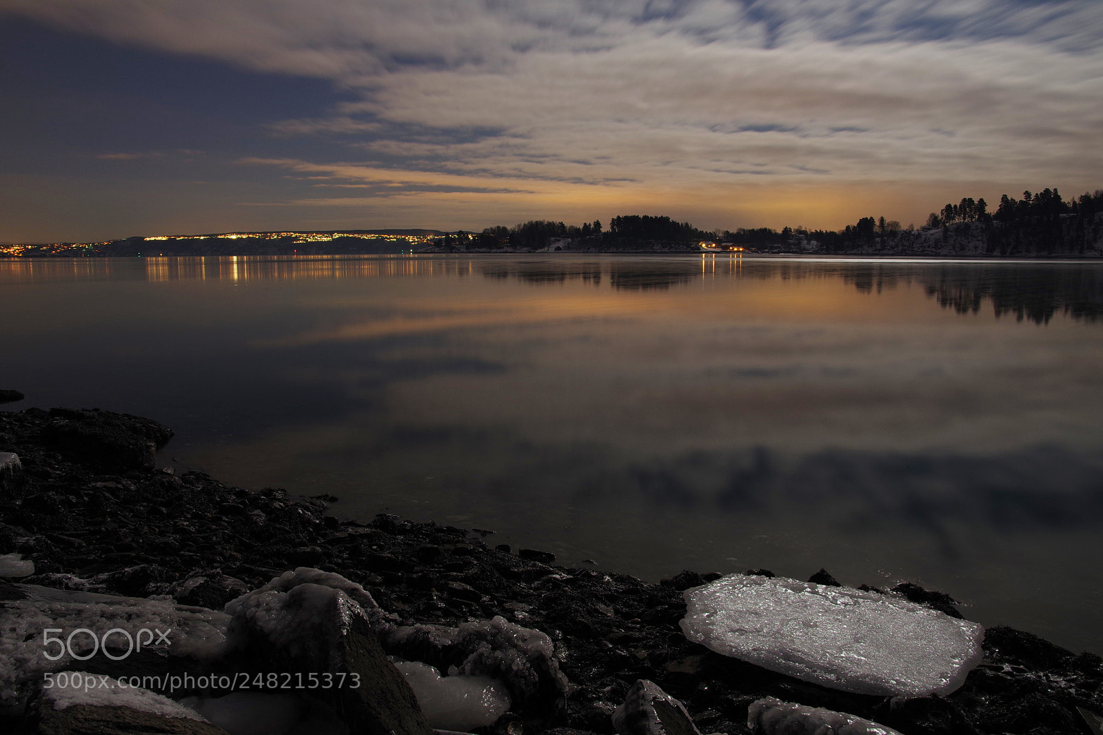 Pentax K-70 sample photo. Winterfjord in moonlight photography