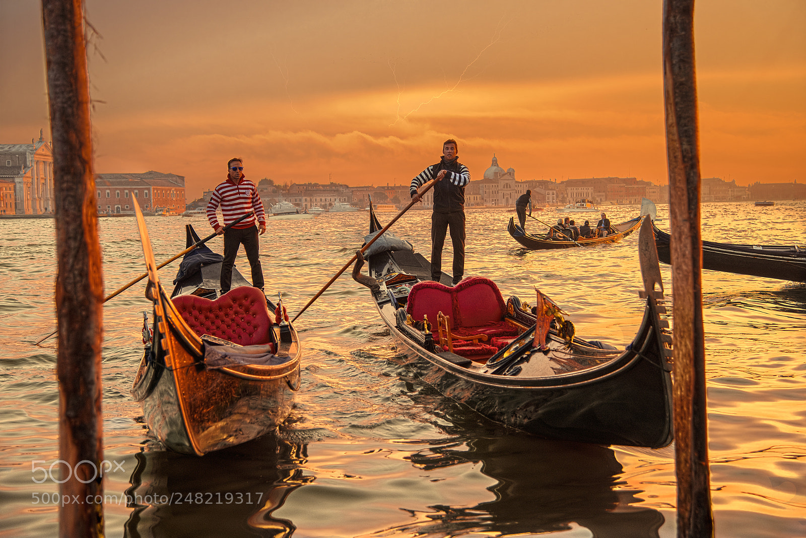 Nikon D800E sample photo. Venice gondolas sunset sammy photography
