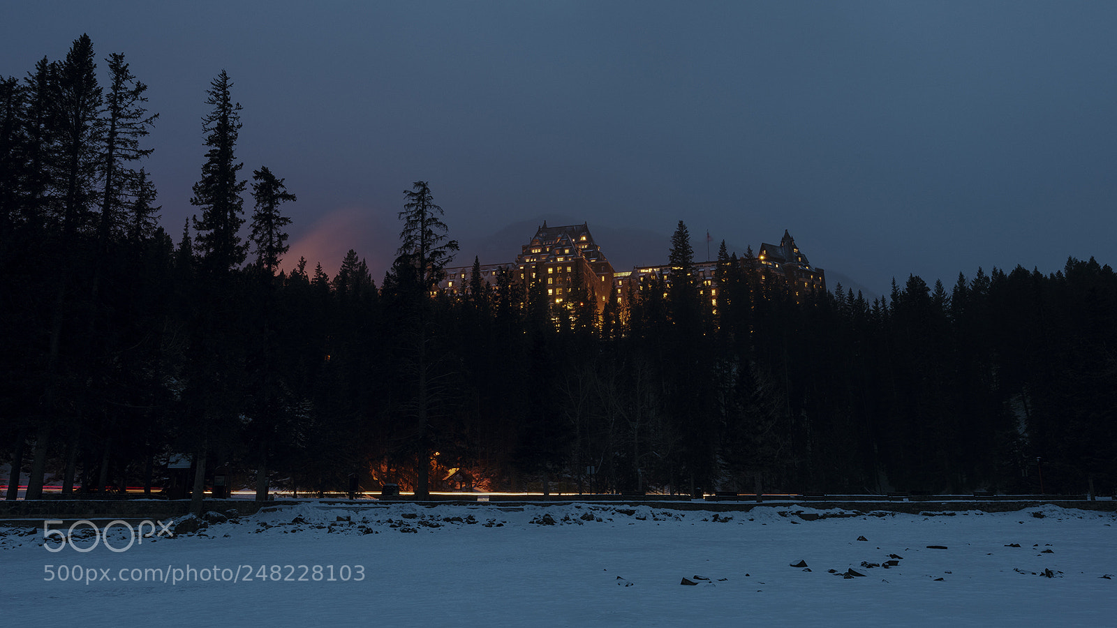 Nikon D810 sample photo. Night at banff springs photography